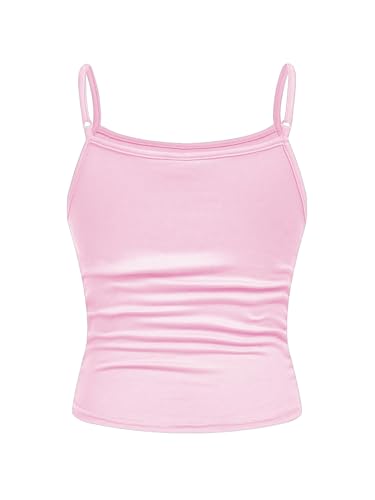 Image of SOLY HUX Girl's Tank Tops 3 Packs Cute Ruched Spaghetti Strap Camisole Slim Fit Undershirts