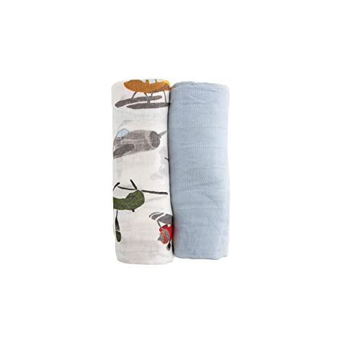 Image of Little Unicorn Air Show Cotton Muslin Swaddle Blanket Set | Set of 2 | 100% Cotton | Super Soft | Newborns and Infants | Large 47 x 47 | Machine Washable