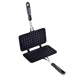 PAEFIU Doppel Waffeleisen, Gusseisen Waffeleisen, Tragbare Herdplatte Aluminium-Waffel Bereiterpfanne, Sandwich-Maker Griffen, Handbetriebenes, Kuchenform für Sbacken, Frühstück, Mittagessen