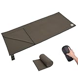 YOGOTO 両面フリース寝袋 封筒型 毛布 ブランケット 洗える オールシーズン対応 冬用インナーシュラフ 連結可能 軽量 シュラフ 収納ポーチ付き アウトドア キャンプ 登山 車中泊 防災 (カーキ)