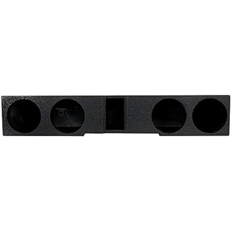 Q Power 8 Inch Quad Port Car Subwoofer Speaker Enclosure Box with Bed Liner and Underseat Down Front Fire for 4 Subwoofers, Black Cover