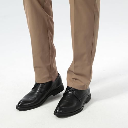 Image of Plaid&Plain Men's Slim Fit Dress Pants Stretch Khaki Pants Wrinkle Free