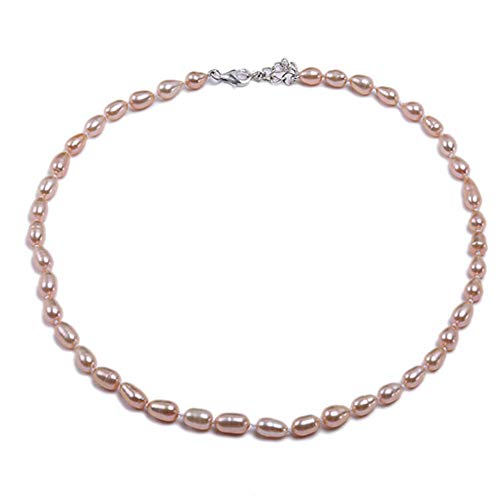 JYX Pearl Choker Necklace 7-8mm Natural Pink Freshwater Cultured Pearl Necklace for Women 17