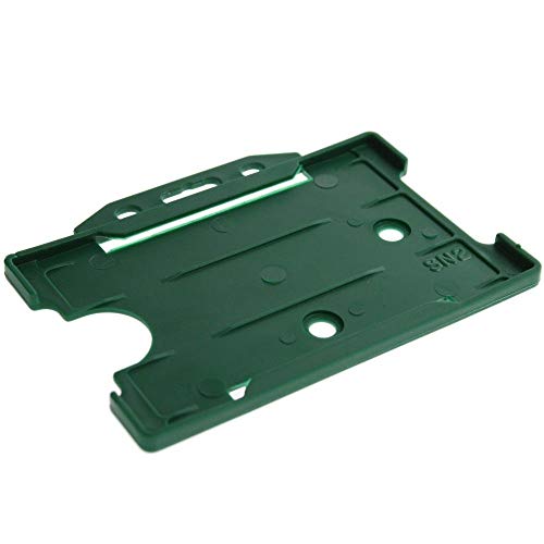 Tarjetero rígido de cara abierta para tarjetas de identificación, horizontal, horizontal, paquete de 100, color verde oscuro