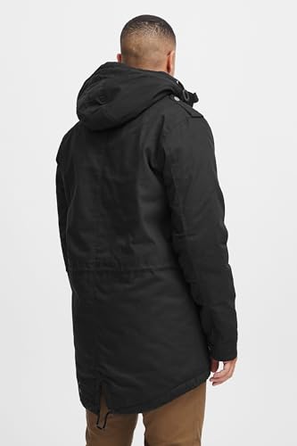 !Solid SDDarnell Herren Winterjacke Parka Mantel gefüttert mit Teddy-Futter Kapuze Kordelzug Druckknöpfe Baumwolle Regular fit, Größe:L, Farbe:Black (9000)