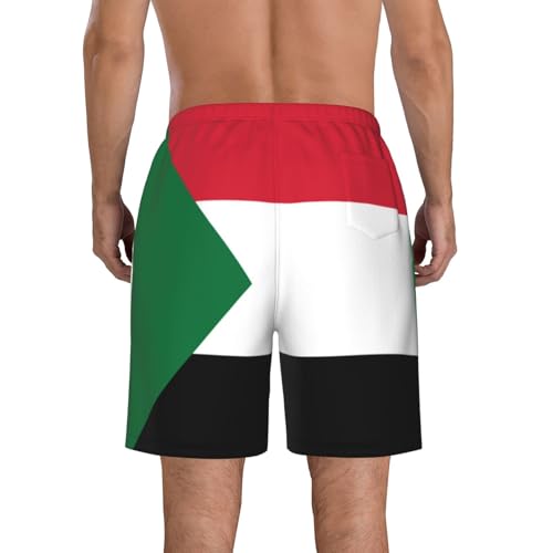 Sudanese Flag Men's Beach Pants-Quick-Dry & Comfortable Mens Beach Shorts for Men, Perfect for Surfing and Everyday Wear White3