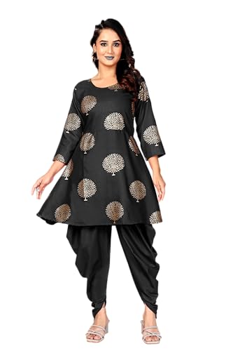 Image of Floral Print Cotton Kurta and Dhoti Set for Women Designer