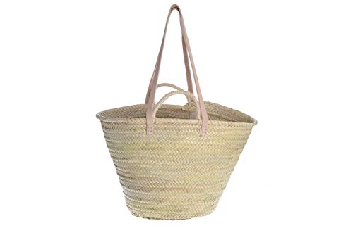 Afrikan Bags - Bolso Capazo de Palma | Bolso de Palma de Base oval con Asa Bandolera y Asa Corta - 50 x 16 x 30 cm Multicolor