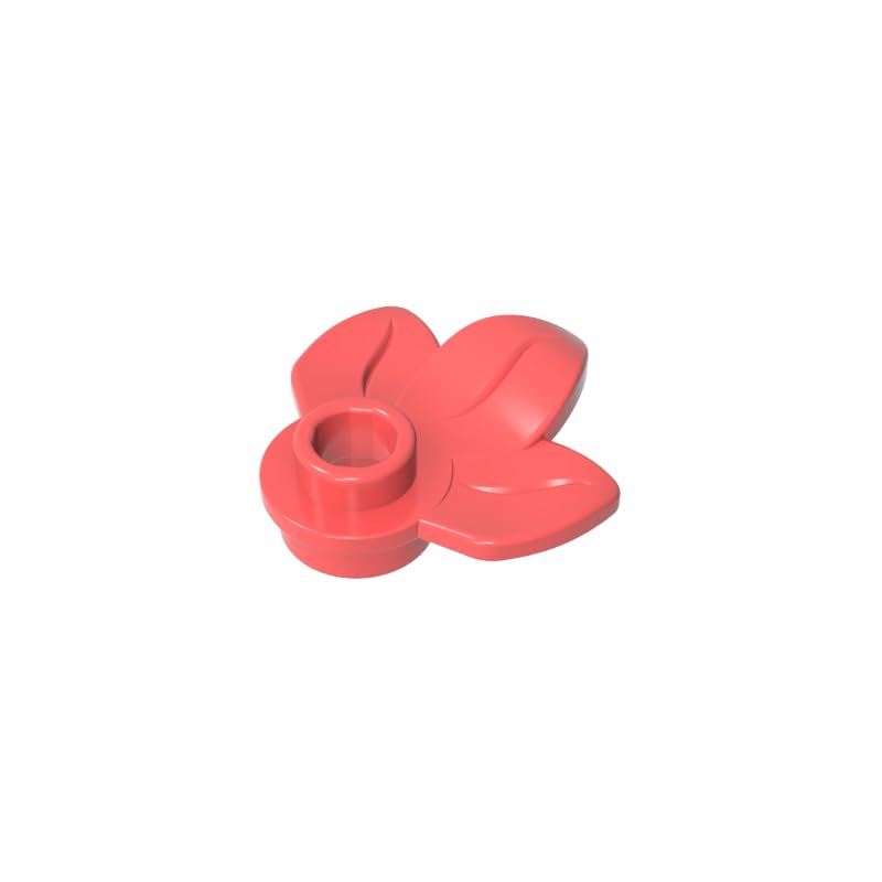 32607 Ornaments Plant, Plate 1x1 Round with 3 Leaves 50 Pieces GDS-1576 Compatible with Lego Building Blocks Color:Neon Orange โ image 1