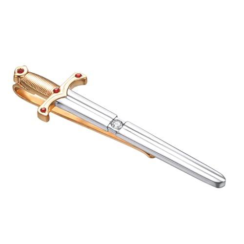 Personalized Sword Tie Clips For Men Sparkly Sliver Tie Bar Cubic Zirconia Tie Pin Accessories