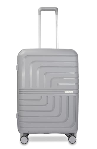 Image of Vacanza Paris Series Polypropylene Unbreakable Hard-Sided Luggage Check-in Size Trolley Bag | Light Grey 65 cms