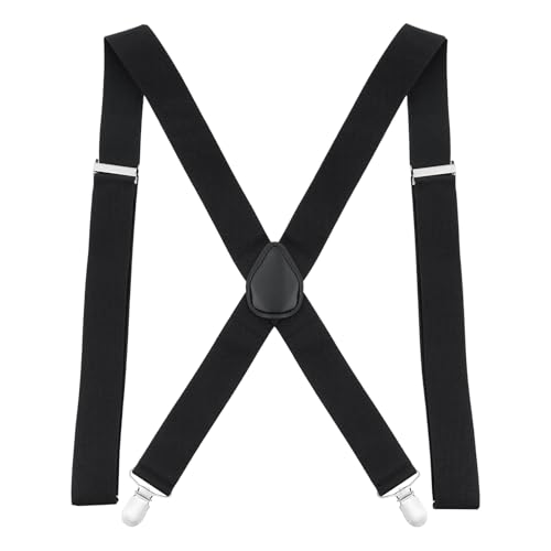 AiQInu Tirantes para Pantalones Hombre, 4 Metal Clips, 125 cm X Estilo Ajustable Tirantes, Accesorio Traje Hombre de Business Fiesta Boda, 35 mm Ancho