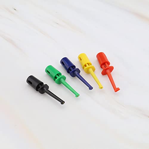 Image of 40PCS Multimeter Electrical Testing Single Hook Clip Grabber Test Probe Cable Clip Kit 5 Colours Electrical Tools for Multimeter Wire Lead