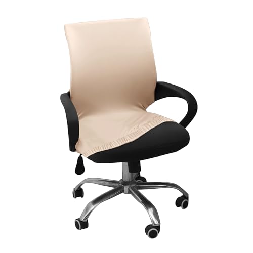 Image of HOKIPO 'SereneSolids' 140 GSM Office Chair Cover for Desk Chair (Low-Back) - 140 GSM Stretchable Fabric - Washable, Durable & Anti-Slip - Fits Small & Low-Back Office Chairs, Beige (AR-6222-BGE-S)
