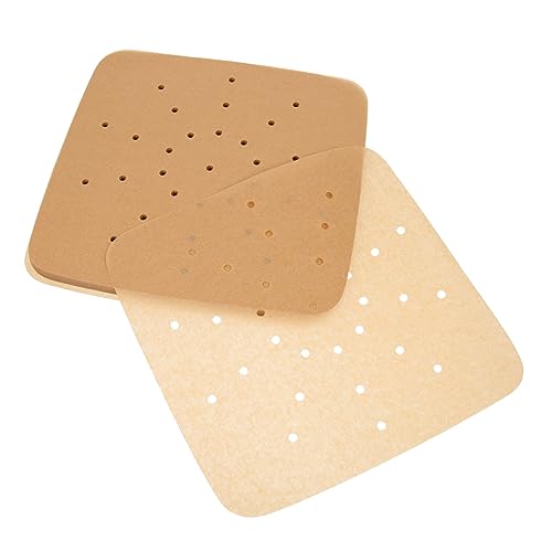 LOORGVEL 200枚 空气炸?用耐熱油吸収紙 無漂クッキングペーパー 耐油 防油フィルム付き 揚げ物 蒸し料理 オーブン焼き対応