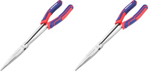 Image of WORKPRO Premium 11 inch Extra Long Needle Nose Pliers, Paper Clamp Precision, Heavy-Duty CRV Steel, Soft Grip (Pack of 2)
