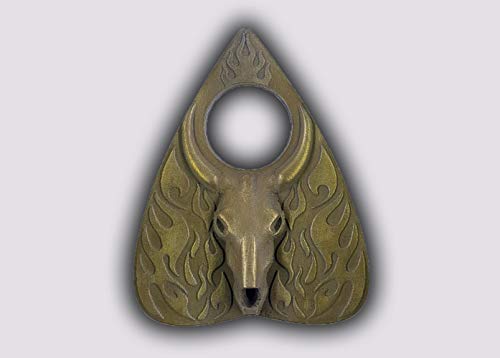 Planchette featuring Baphomet Skull Design with Metallic Gold Finish, For Use With Ouija Board, Necklace, Jewellery
