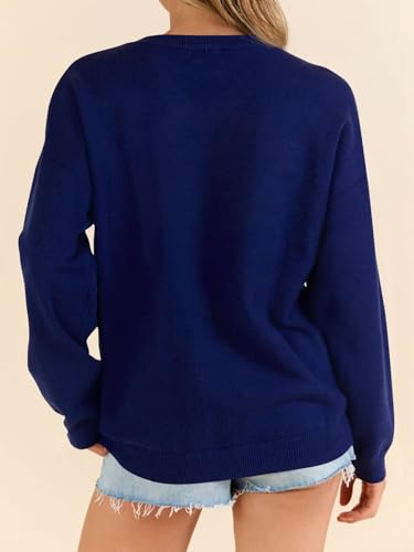 BONITEE Women's American Flag Sweaters Casual Long Sleeve V Neck Sweater USA Graphic Print Soft Loose Knit Pullover4