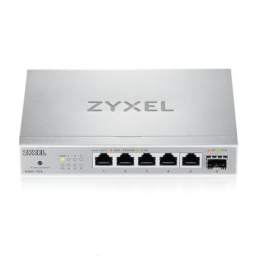 Image of Zyxel 5 Port Network Switch | 2.5Gb Multi Gigabit Switch | Unmanaged | 5X 2.5G, 1x 10G SFP+ | Plug and Play Easy Installation | Fanless | Desktop Ethernet Splitter | TAA Compliant | XMG-105