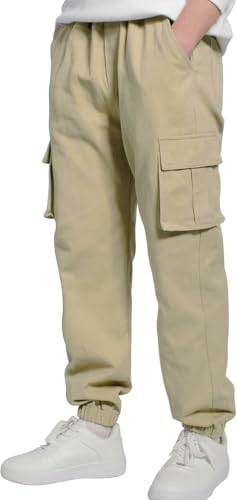 Image of ADBUCKS Boys' Cotton Cargo Joggers - Soft, Casual Pants with Pockets II Boy's Relaxed Cargo Joggers Pants for Boy