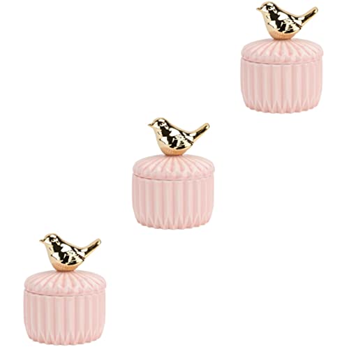 Cabilock 3 Pièces Bijoux Bracelet Petite Friandise Caddy Plat Anneau Compteur avec Cuisine Bidon Cookie Oiseau Titulaire Conteneur Cadeau De Mariage L Boucle d'oreille Sucre Organisateur