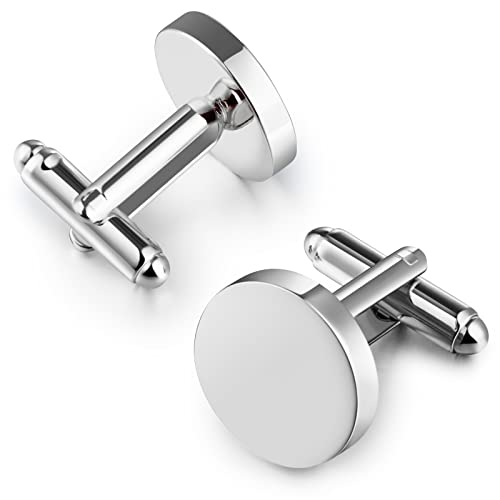 Albercas Inflables, Sports Mancuernillas para Hombre, Rovtop Juego de Gemelos, Camisas de Esmoquin para Negocios, Bodas, día de San Valentín, cumpleaños(Plata)