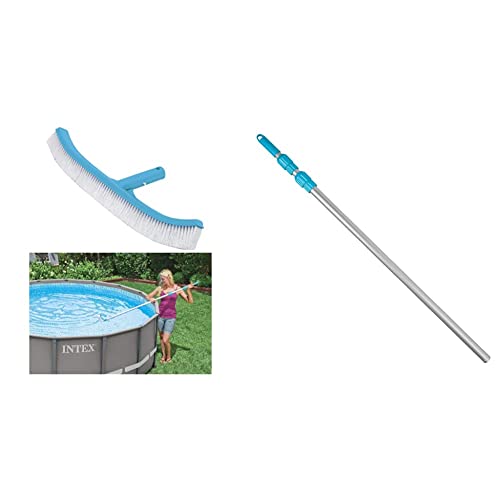 Intex - 29053 - Brosse De Paroi Courbée 41 Cm & 29055 - Manche Telescopique Aluminium 2M79