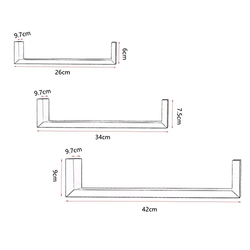 WOLTU Wandregal Wandboard 3er Set Retro Hängeregal,in U Form,Schwarz – Ansicht 5