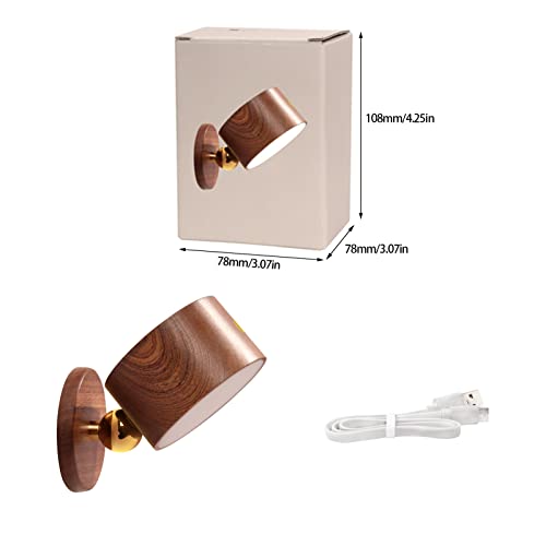 Leapair Wooden LED Wall Sconce, Wall Mounted Lamp,Wooden Night Light with Rechargeable Battery Operated 360°Rotate Magnetic Ball, Cordless Wall Light for Reading - Image 5