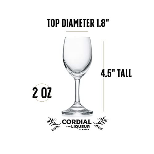 Glassique Cadeau 2 Oz Liquor And Cordial Mini Wine Glasses | Set Of 6 | Crystal Stemmed Shot Glasses For Drinking Limoncello, Aperitif, Schnapps, Digestive, After Dinner Drink, Liqueur, Sherry #TOP3