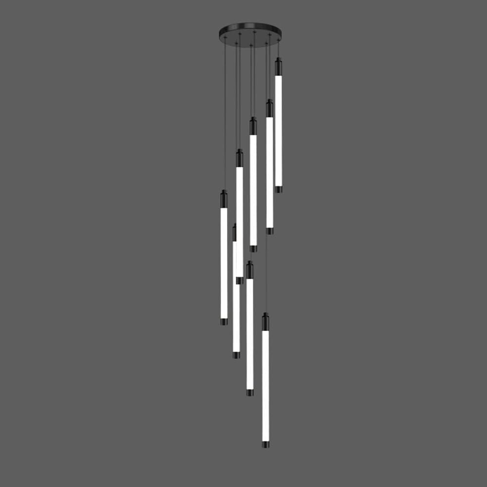 OIFAODAO Hanging lamp, Large Entryway Chandelier for Foyer Staircase Long Tube Linear(Black,8 Lights)
