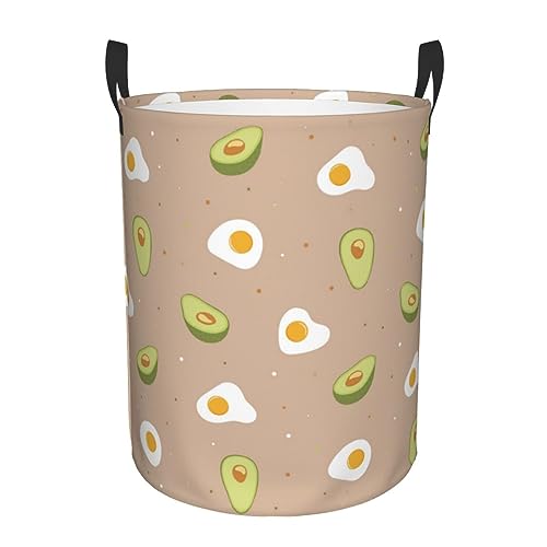 Cestos Para La Colada Huevo Y Aguacate Cesto De Almacenamiento Impermeable Cesta De Lavandería Con Asas Cubo Para Ropa Para Dormitorio Apartamento Lavandería 40X50Cm