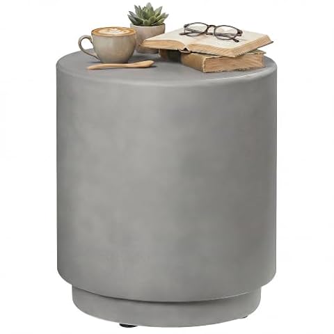 Aosom US HOMCOM Outdoor Side Table Round Small End Table Concrete Finish Light Gray — $76.79 (20% off)