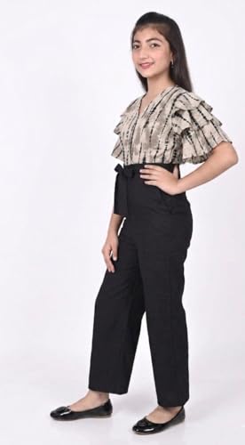 Image of Girls Flared Sleeves Printed Jumpsuit-66