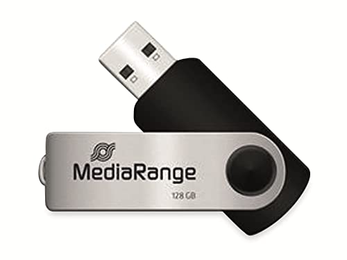 MediaRange USB 2.0 Speicherstick 128GB - Mini USB Flash-Laufwerk, bis zu 17 MB/s, Farbe Schwarz