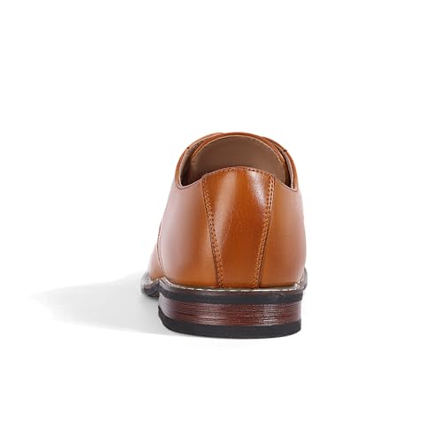 Image of Men Dress Shoes Formal Wingtip Lace Up Latex Insole Oxford Business Wedding Leather Derby Shoe(Brown Pu 9.5)