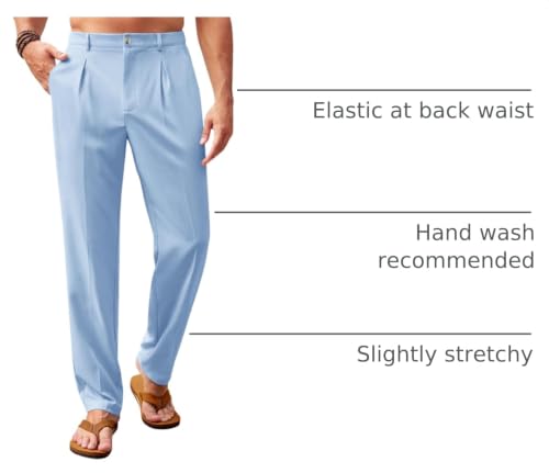 Image of Runcati Mens Casual Pants Elastic Waist Lightweight Loose Pleated Slacks