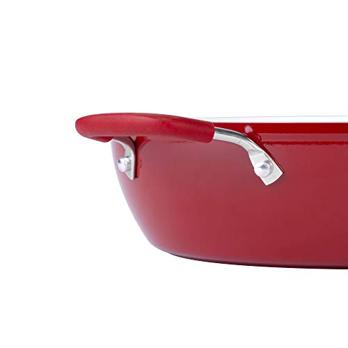 Bialetti Aeternum Nonstick White Ceramic Cookware, 12in Covered, Red & White 6 Gallery Image