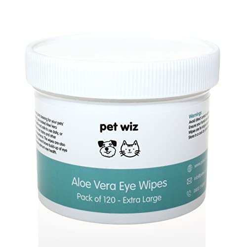 pet wiz Aloe Vera Augenwischtücher für die Reinigung von Hunden und Katzen, Größe XL, 1 Dose