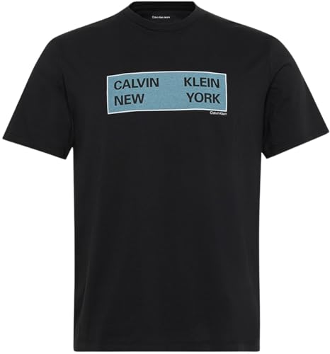 Calvin Klein Herren T-Shirt Kurzarm Box Graphic Tee Regular Fit, Schwarz (Black), S – Ansicht 1