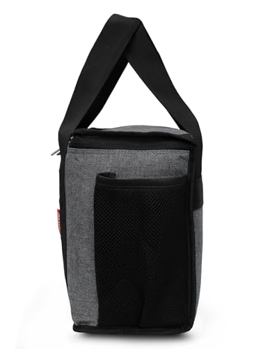 Image of Sfane Insulated Lunch Bag - Compact, Easy Wash, Smooth Zipper & Lightweight - Tote Bag & Container, Tiffin Bag for Men, Women, Adults (Black & Grey)