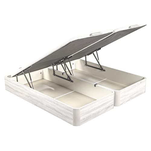 What The Sleep | Canapé Abatible de Madera Gran Capacidad | 180x200 | 2 Canapés Abatibles 90x200 Unidos | Montaje y Retirada Usado Incluido | Glaciar | 32 cm | Apto Todos Colchones | Storage Bed