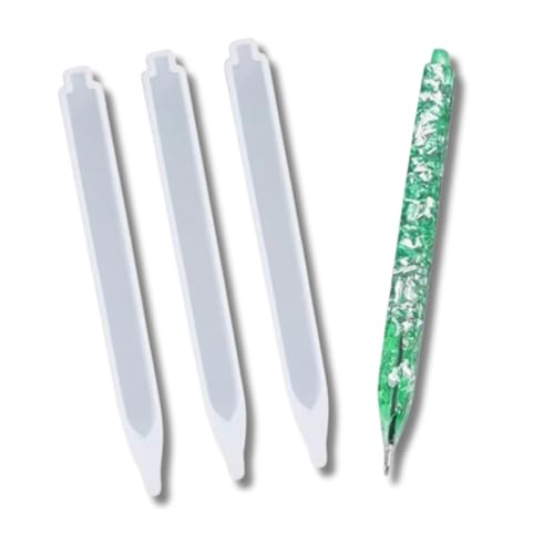 Kit 3 Moldes De Silicone Para Caneta Quadrada De Resina