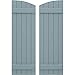Ekena Millwork ARW101BE518X80SBH Americraft Five 2 Exterior Real Wood Joined Board-n-Batten Shutters w/Elliptical Top (Per Pair), 17 1/2"W x 80"H, Peaceful Blue