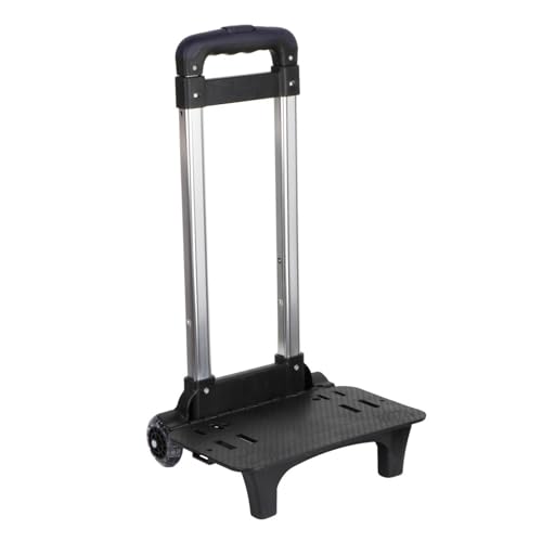 Carro de Mochila Plegable, Carrito Compacto de Aleación de Aluminio con 2 Ruedas, Varilla Telescópica 3 Posiciones, Carro de Viaje para Niños, Escuela, Camping