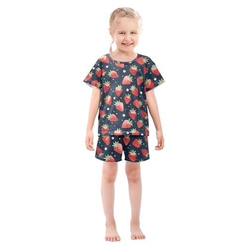 ALAZA Strawberries Stars Pajama Set Short Sleeve Sleepwear Soft Lounge Nightwear3