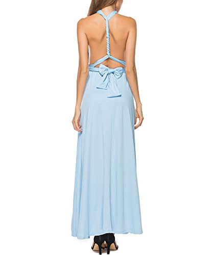 Image of Sexyshine Women's Backless Gown Dress Convertible Multi-Way Wrap Halter Cocktail Dress Bandage Bridesmaid Long Dresses