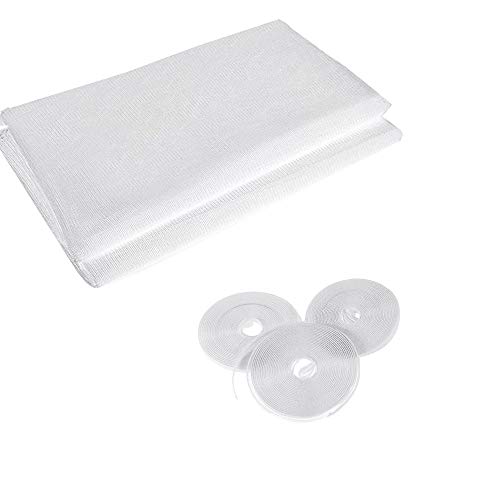 Insektenschutznetz für Fenster mit 3 Rollen selbstklebenden Bändern, Fliegenwanzen, Insektenschutznetz, Mückenschutz-Set, 2,0 m x 1,5 m, Weiß Cover