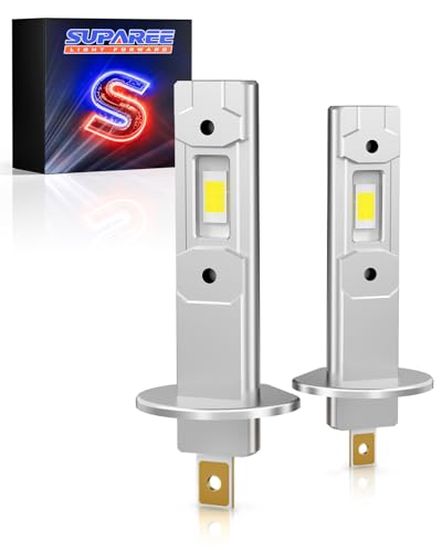 SUPAREE Bombilla H1 Coche LED Lampara H1 LED Canbus Bombillas h1 6500K 1:1 Tamaño de Halógena 50W 20000LM/Set 500% Brillante IP68 Impermeable Plug y Play 2 Pcs