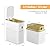 MOPALL Automatic Bathroom Trash Can with Lid, 3.1 Gallon / 13L Smart Motion Sensor Touchless Small Waste Basket, Slim Plastic Garbage Can for Bedroom Kitchen Office Home Toilet, White & Gold